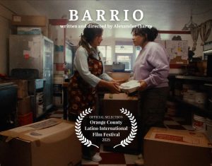 Scene from the movie "Barrio". A mother and daughter are chatting inside a bakery.